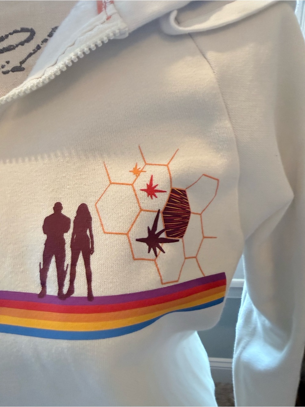 Marvel White Hoodie with Orange 'Guardians of the Galaxy' Trim. Size S - Picture 5 of 6